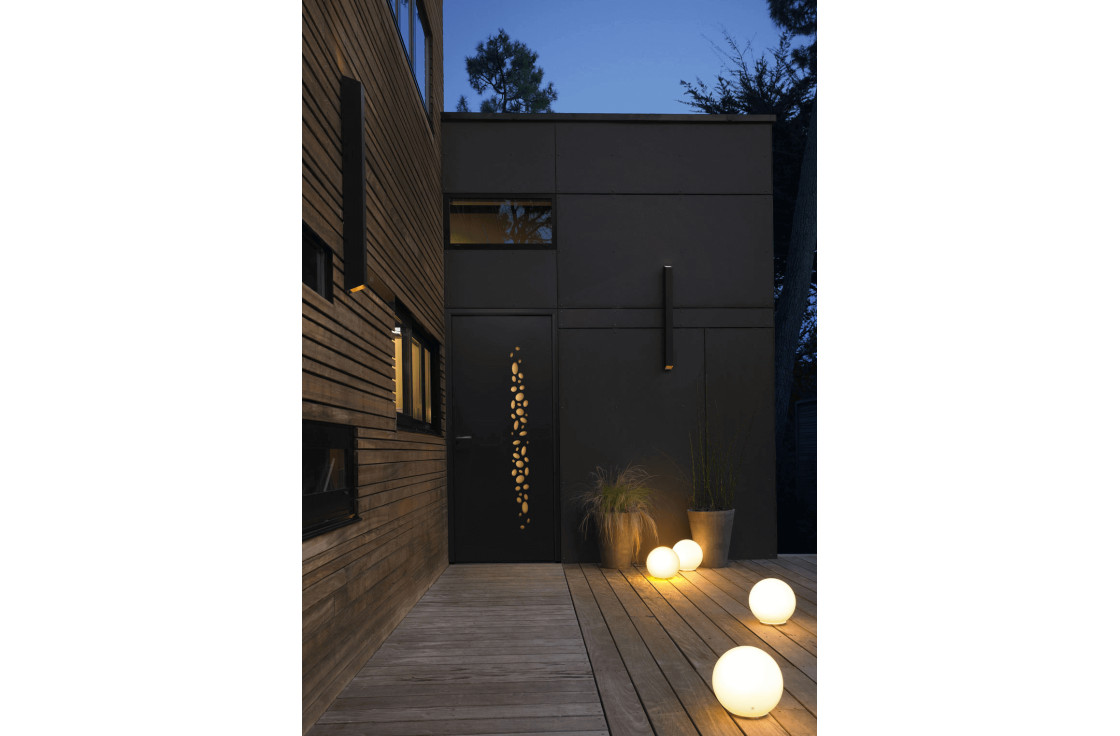 Porte d'entrée alu vitrée avec motifs bulles