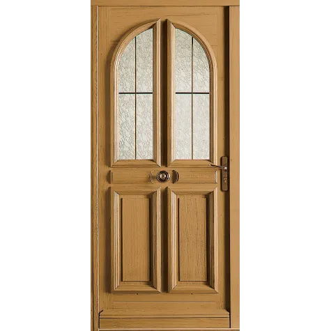 Porte bois vitrée 2 carreaux arrondis