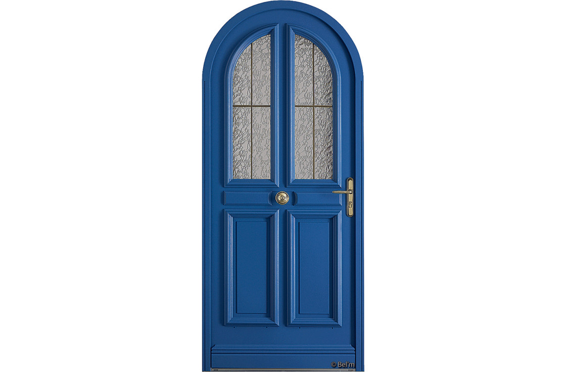 Porte bois vitrée 2 carreaux arrondis