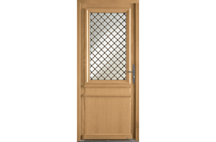 Porte D'entrée Bois Vitrée Avec Grille