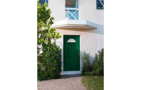 Porte d'entrée acier vitrée demi-lune haut
