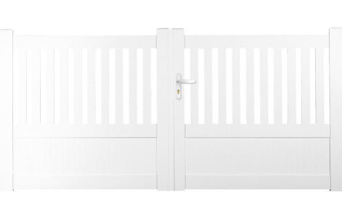 Portail PVC droit semi-ajouré vertical