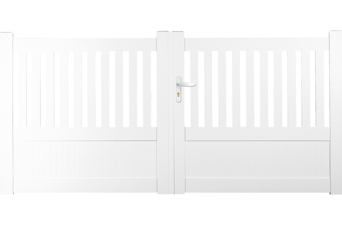 Portail PVC droit semi-ajouré vertical