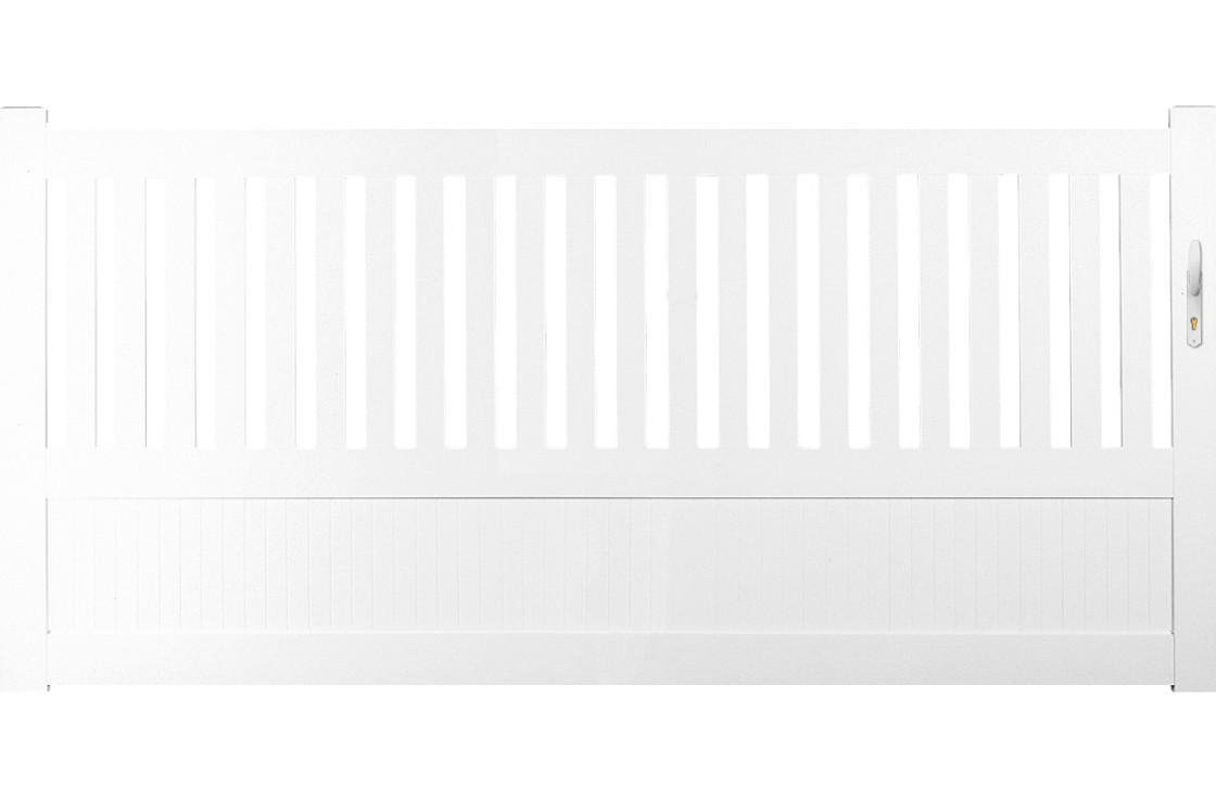 Portail PVC droit semi-ajouré vertical
