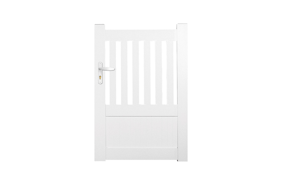 Portail PVC droit semi-ajouré vertical