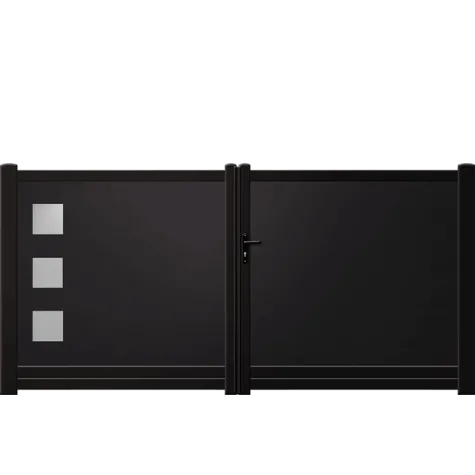 Portail plein inserts inox