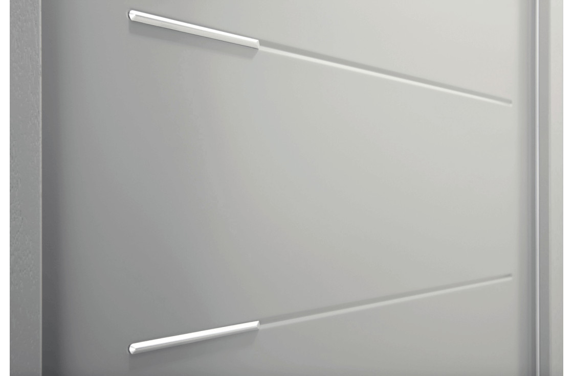 Porte d'entrée acier contemporaine avec inserts inox