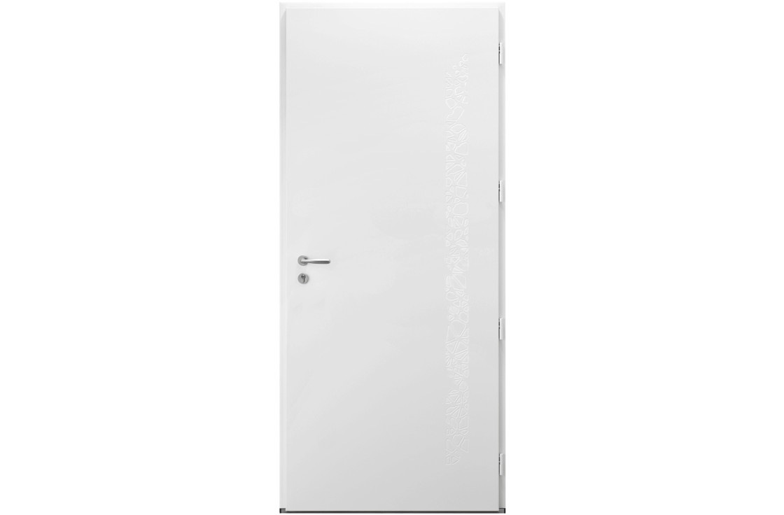 Porte d'entrée aluminium pleine avec motifs déco
