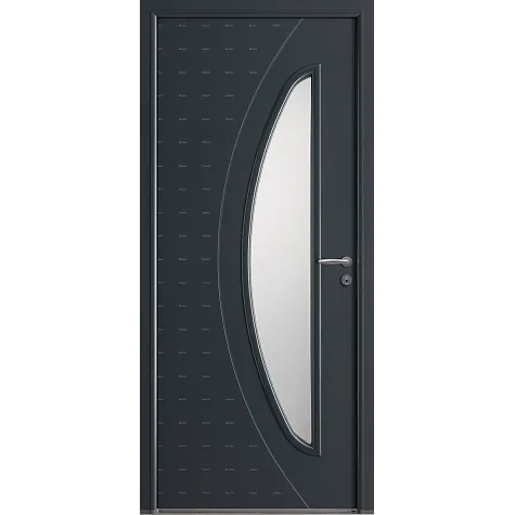 Porte avec grand vitrage et rainures