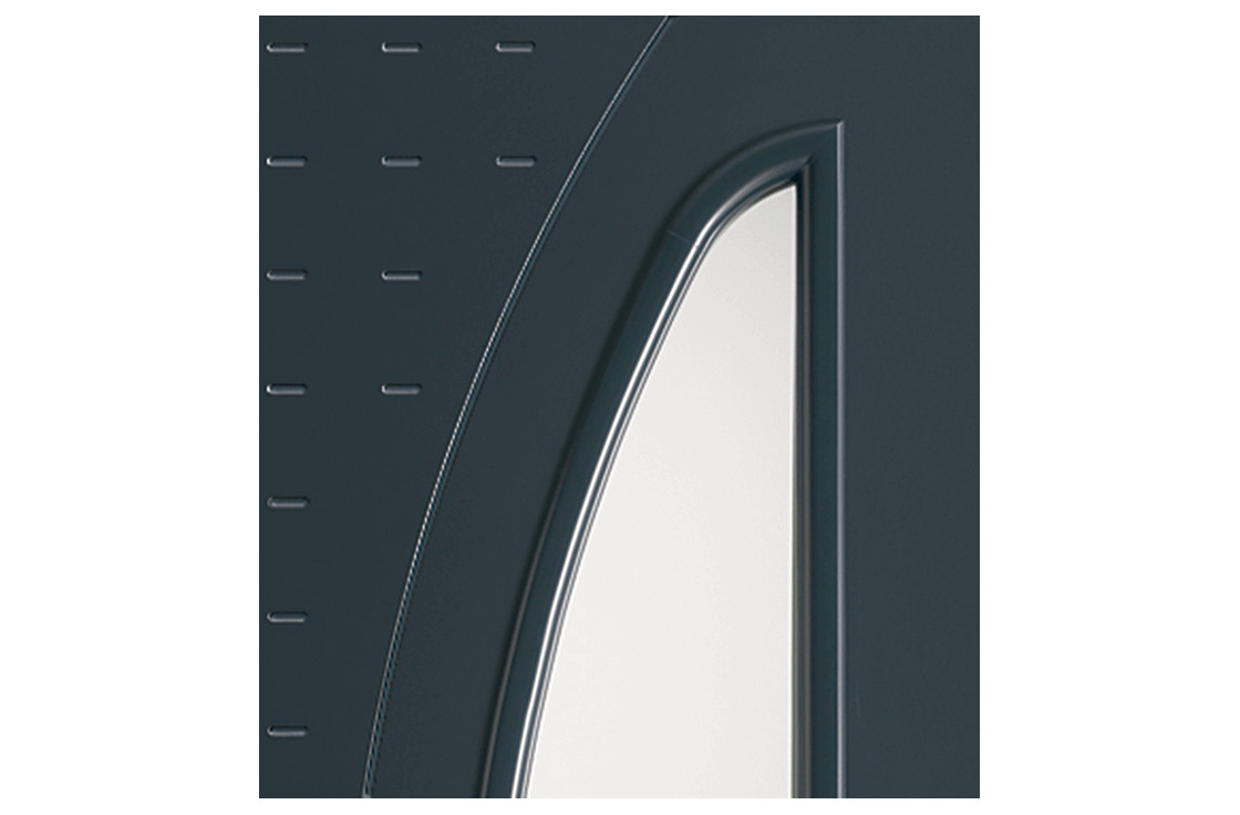 Porte d'entrée alu avec grand vitrage et rainures