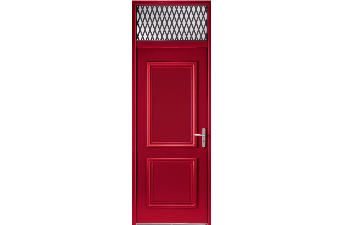 Porte d'entrée alu pleine avec moulures