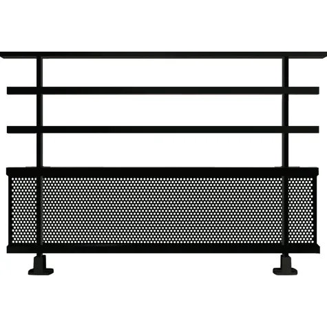 Garde-corps alu avec barreaux et tôle perforée
