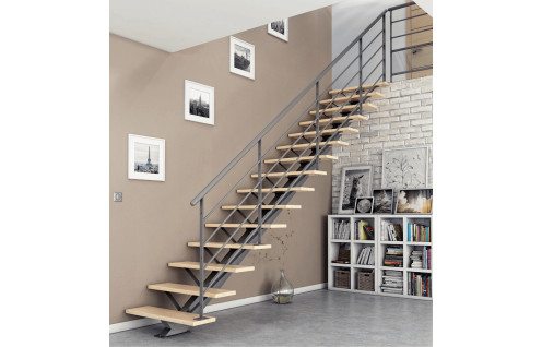 Escalier limon central acier
