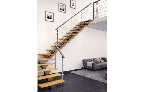 Escalier métal limon central design