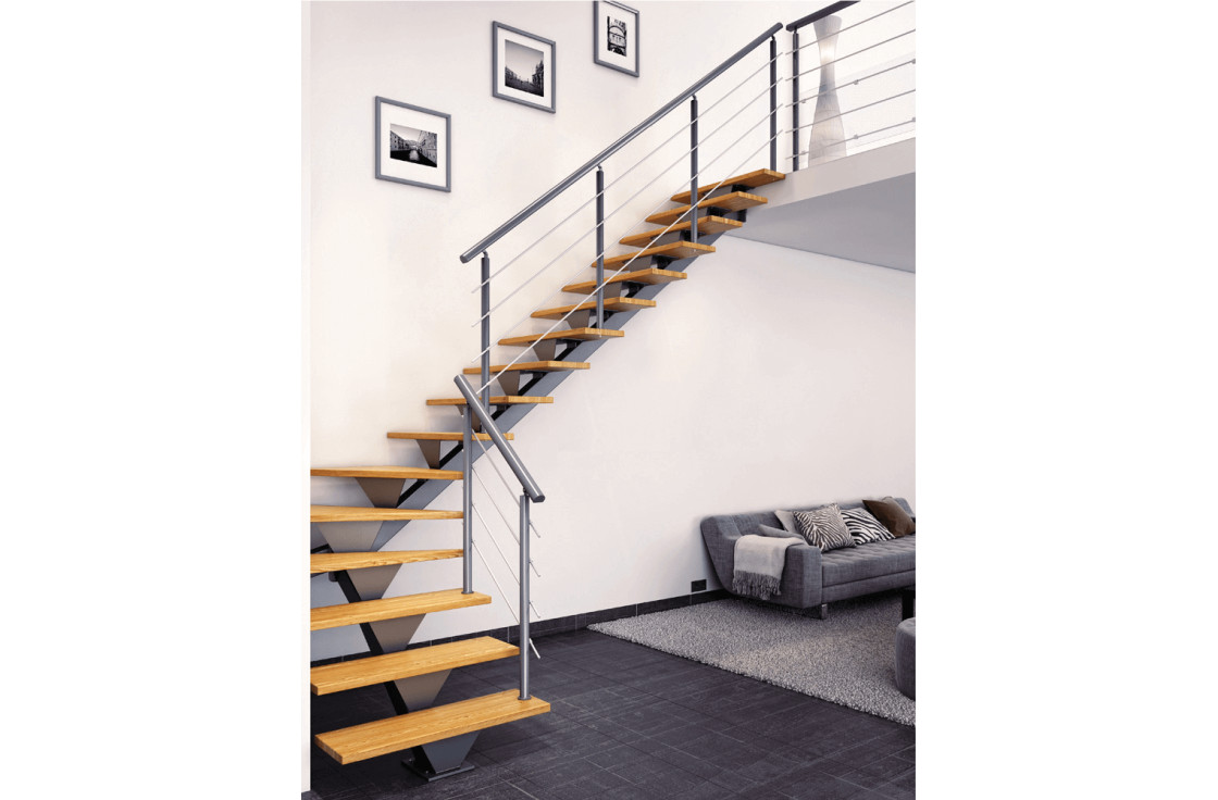 Escalier métal limon central design
