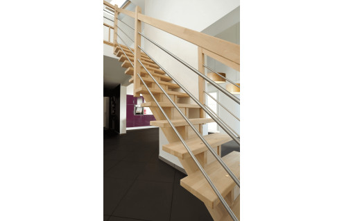 Escalier droit en bois et inox