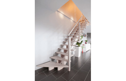 Escalier droit en hêtre et inox