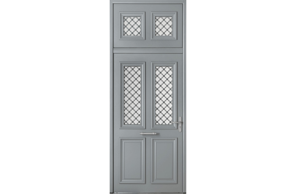 Porte de charme mi-vitrée avec grille