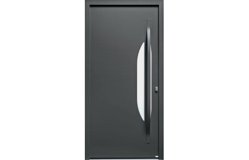 Porte contemporaine mi-vitrée demi-lune
