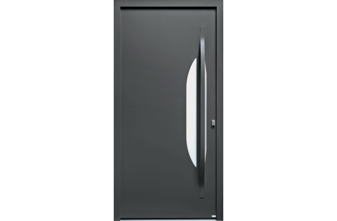 Porte contemporaine mi-vitrée demi-lune
