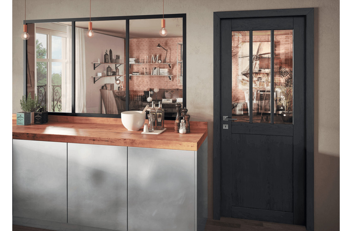Porte intérieure style verrière atelier