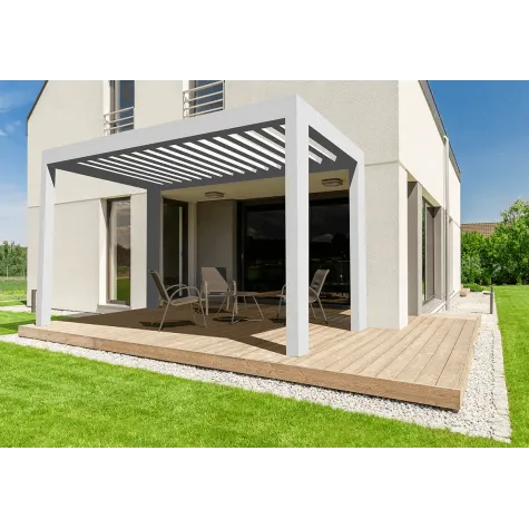 Pergola bioclimatique à lames ondulées