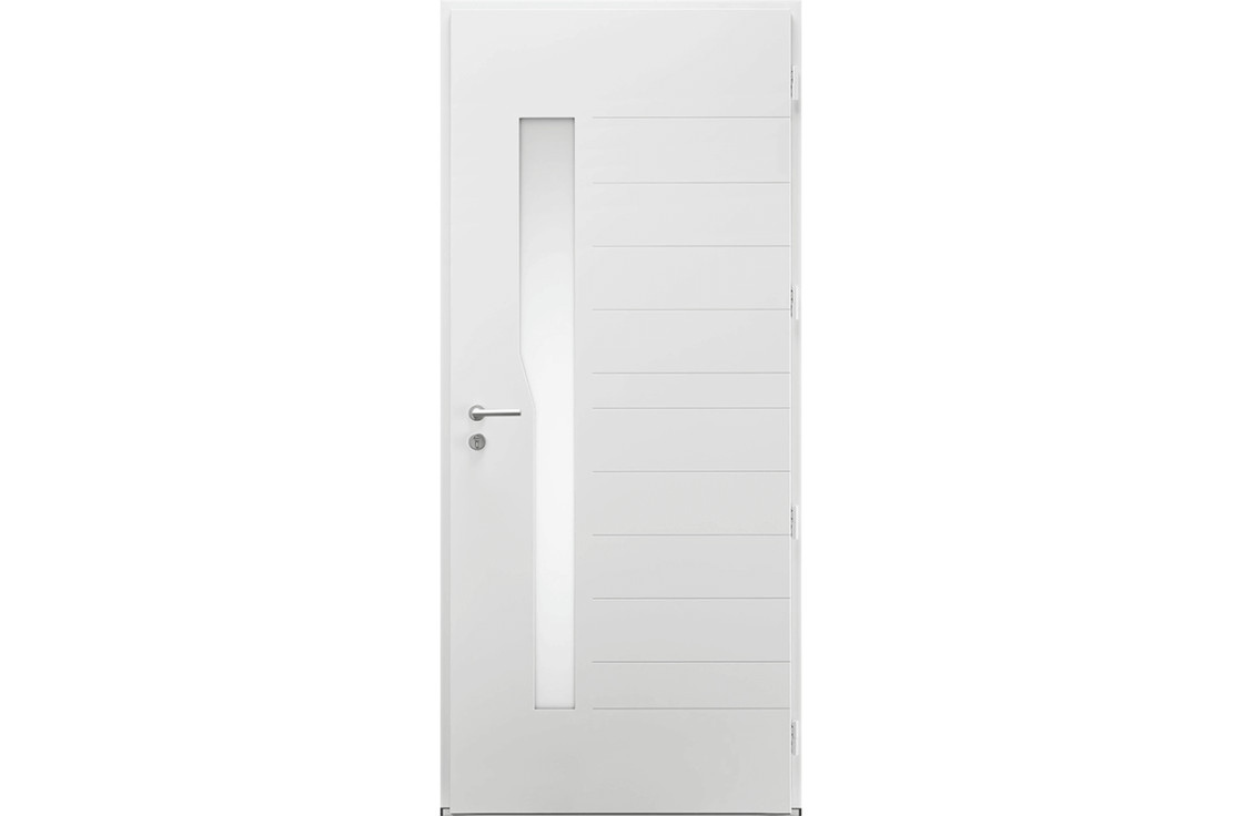 porte avec vitrage géométrique