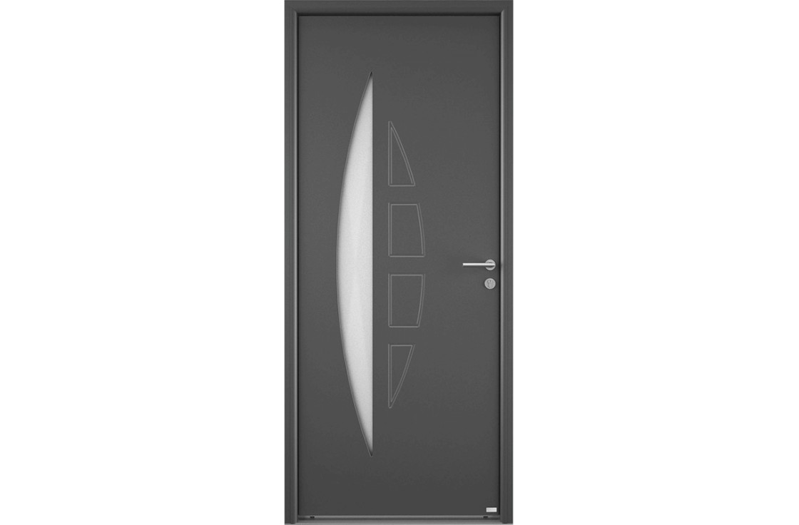 porte moderne grand vitrage demi-lune