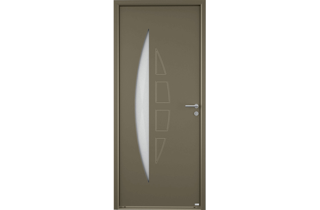 porte moderne grand vitrage demi-lune