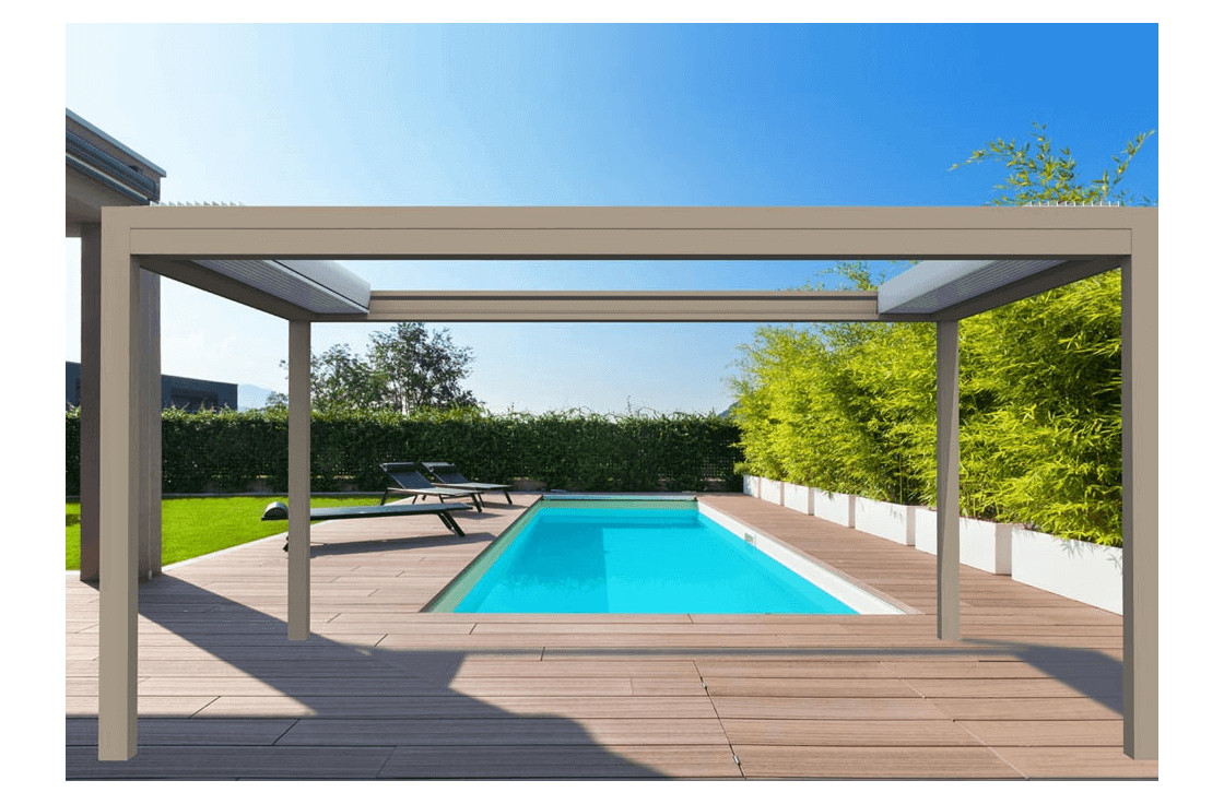 Pergola bioclimatique à lames rétractables