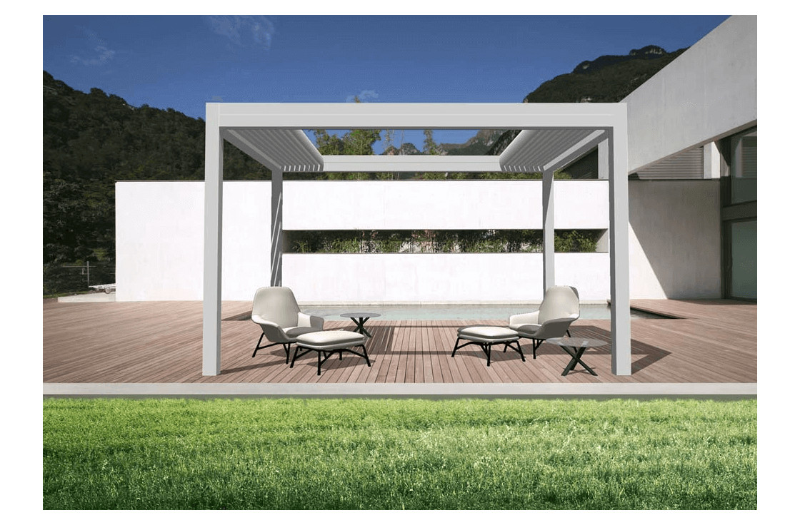 Pergola bioclimatique à lames rétractables