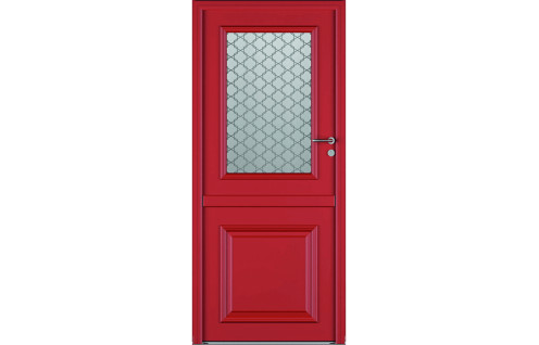 Porte d'entrée fermière alu bois classique mi vitrée