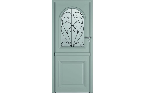 Porte d'entrée fermière alu bois classique mi vitrée