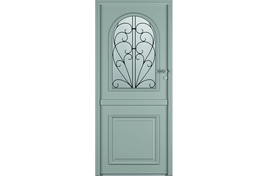 Porte d'entrée fermière alu bois classique mi vitrée