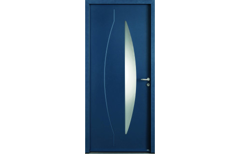 Porte vitrée et ligne verticale allongée