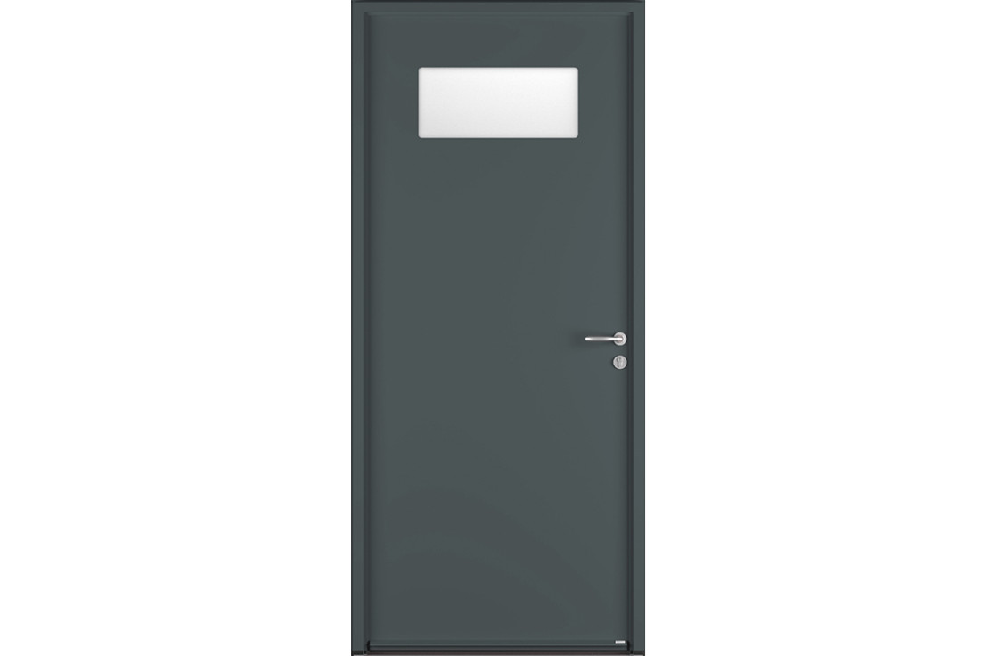 Porte de service acier avec vitrage rectangulaire