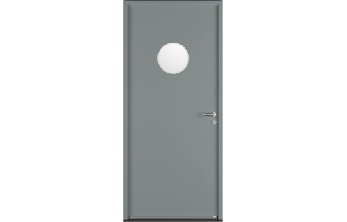 Porte de service acier avec vitrage rond hublot