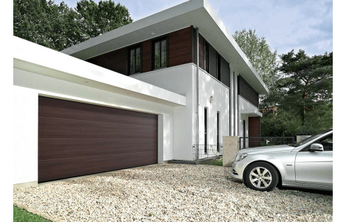 Porte de garage sectionnelle finition ton bois