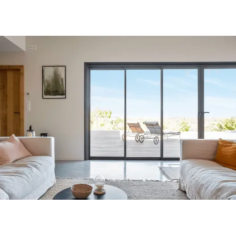 Baie vitrée alu gris anthracite