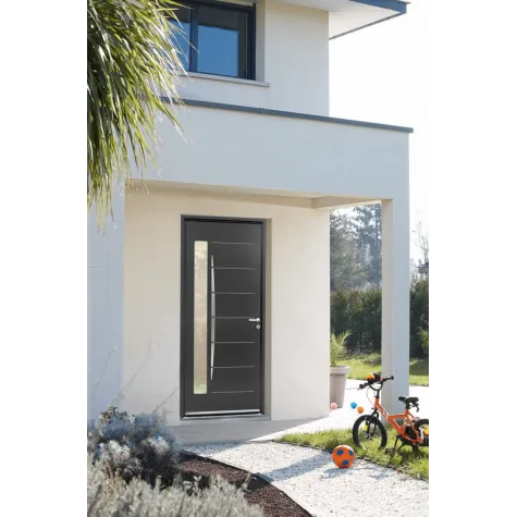 Porte d'entrée acier mi-vitrée exclusive