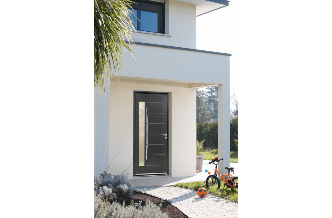 Porte d'entrée acier mi-vitrée exclusive
