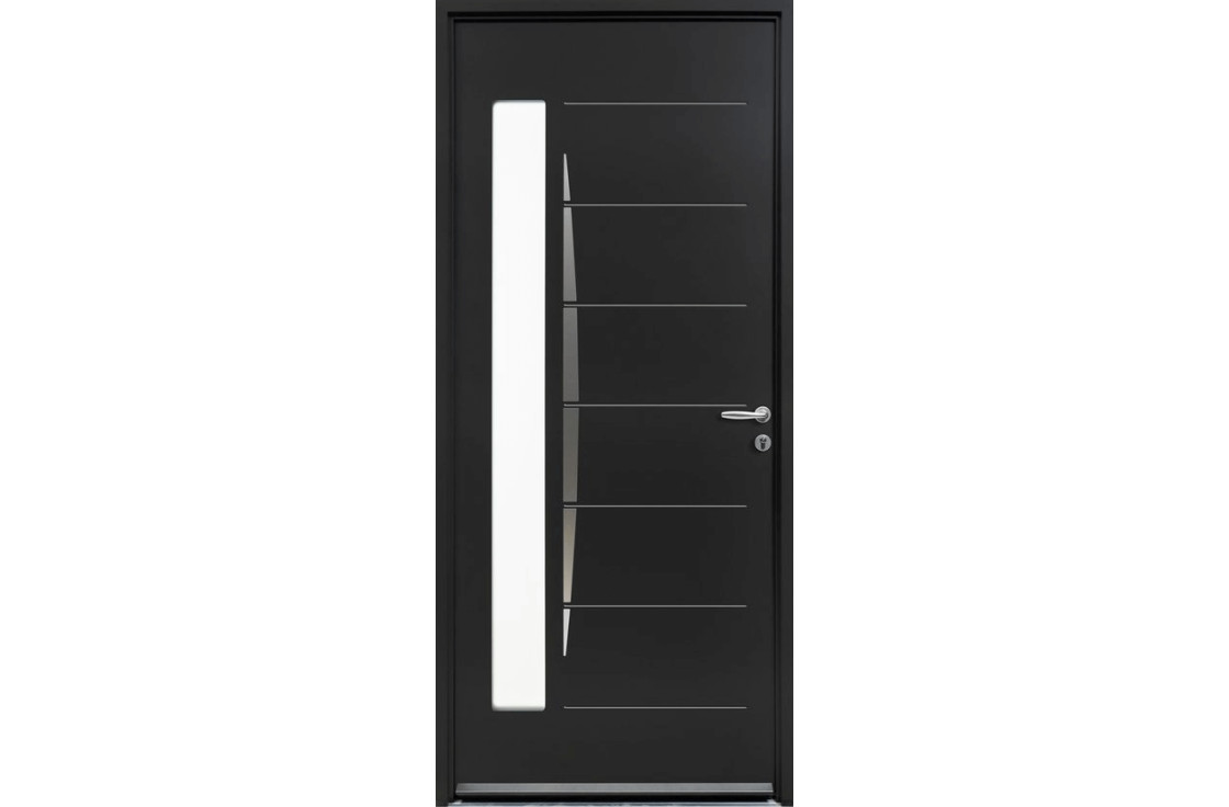 Porte d'entrée acier mi-vitrée exclusive