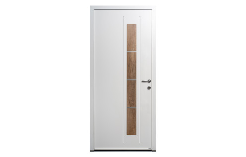 Porte d'entrée acier décor bois