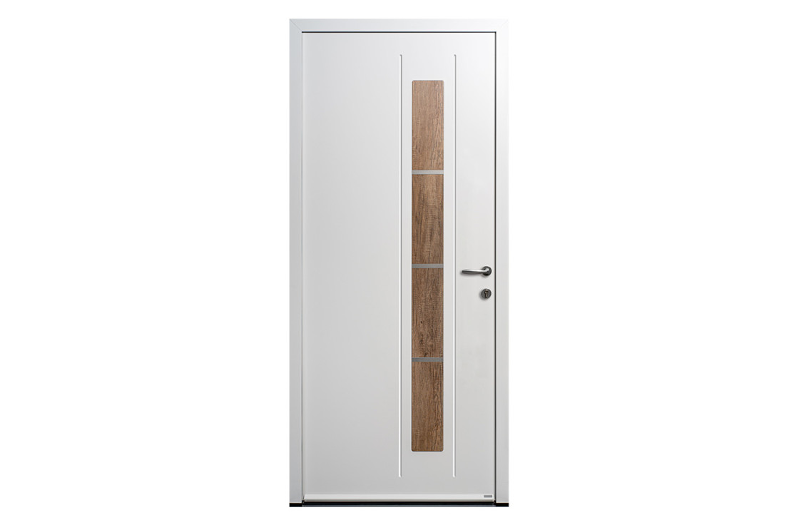 Porte d'entrée acier décor bois