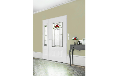 Porte d'entrée alu classique vitrage motif floral