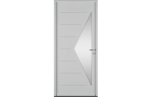 Porte d'entrée acier avec vitrage triangulaire