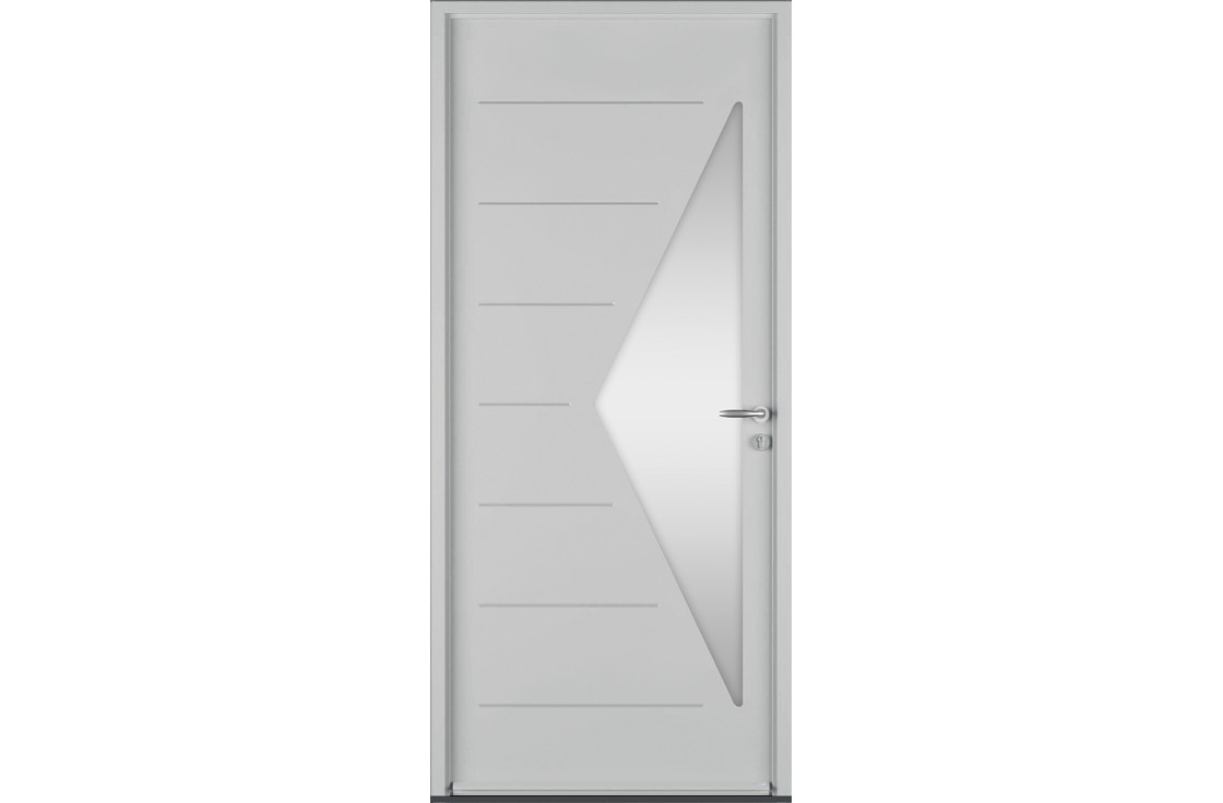 Porte d'entrée acier avec vitrage triangulaire