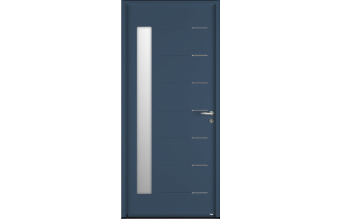 Porte d'entrée avec rainures et inserts inox