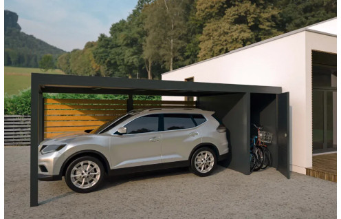 Carport aluminium avec local technique de rangement