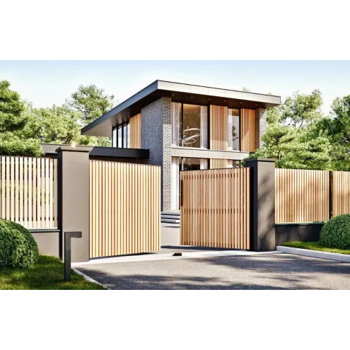 Portail battant bois et aluminium